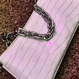 Zara Croc-Embossed Chain Crossbody in White Brand New